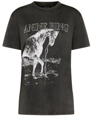 Anine Bing Lili Horse-Print T-Shirt - Black