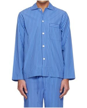Tekla Striped Pyjama Shirt - Blue