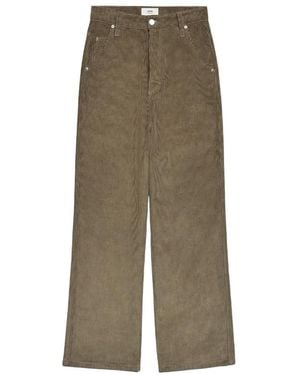 Ami Paris Corduroy Straight Trousers - Green
