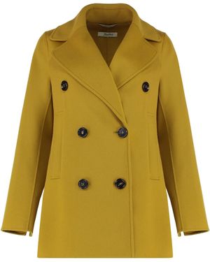 Max Mara Double-Breasted Peacoat - Yellow
