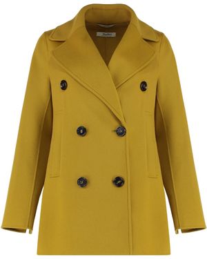 Max Mara Double-Breasted Peacoat - Yellow