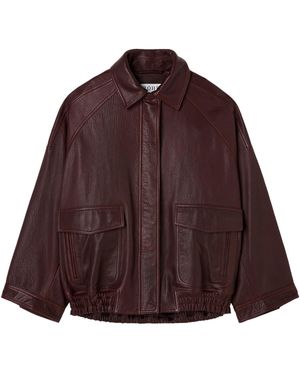 Rohe Grain Leather Aviator Jacket - Brown