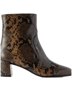 Stuart Weitzman Snake-Effect Leather Ankle Boots - Brown