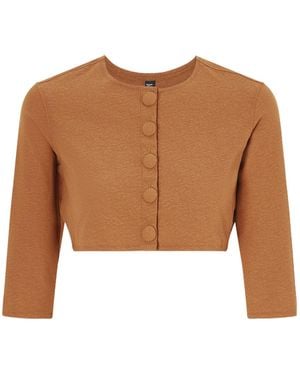 Lisa Marie Fernandez Cropped Stretch-Jersey Cardigan - Brown