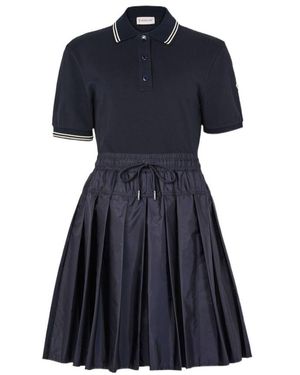 Moncler Lapel Short-Sleeved Dress - Blue
