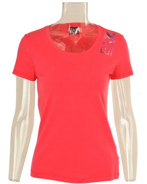 EA7 Item O-Neck Short-Sleeved T-Shirt - Red