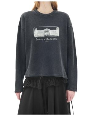 Ann Demeulemeester Graphic-Print Waffle-Knit T-Shirt - Black