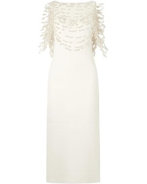 Cult Gaia Meri Cape-Effect Open-Back Embellished Knitted Midi Dress - White