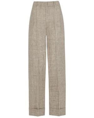 D.exterior Linen Turn-Up Pants - Gray