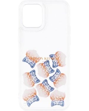 Maison Kitsuné Big Fox Head Aqua Iphone 12 And 12 Pro Phone Case - White
