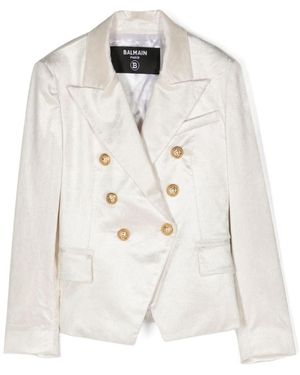 Balmain Double-Breasted Corduroy Blazer - White
