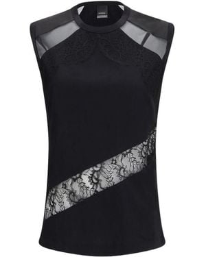 Pinko Molly Lace Detailed Sleeveless Top - Black
