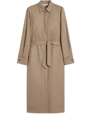 Max Mara Slim-Fit Cashmere Foulé Dress - Natural