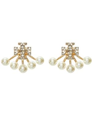 Tory Burch Kira Pearl Front-Back Earrings - White