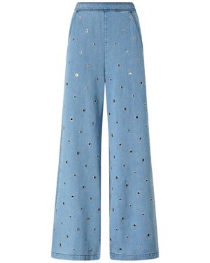 Pinko Grommet-Embellished Palazzo Trousers - Blue