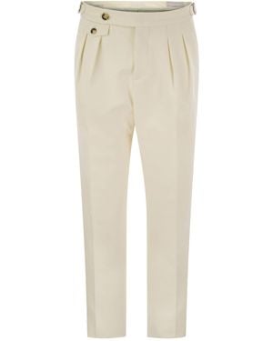 Brunello Cucinelli Pleated Tapered Leg Trousers - Natural