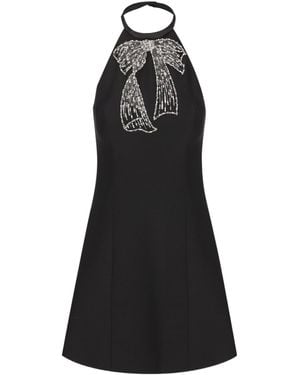 Valentino Bow Embellished Halterneck Dress - Black