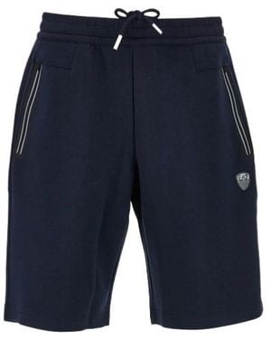 EA7 Logo-Patch Drawstring Shorts - Blue