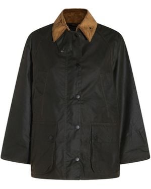 Barbour Corduroycollar Waxed Cotton Field Jacket - Black
