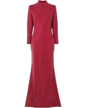 Solace London Long-Sleeve High-Neck Dress - Red