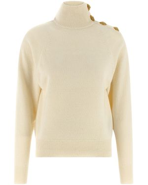 Balmain Turtleneck Knitted Sweater - Natural