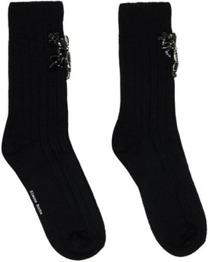 Simone Rocha Rose Embellished Ankle Socks - Black