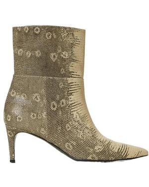 Twinset Lizard-Print Pointed-Toe Boots - Multicolor