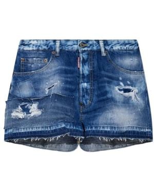 DSquared² Distressed Denim Shorts - Blue