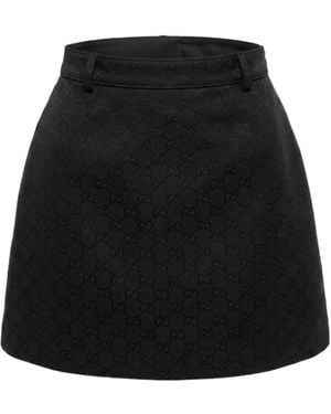 Gucci Gg Cotton Blend Mini Skirt - Black