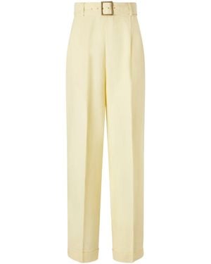 Polo Ralph Lauren Belted Linen Wide-Leg Trousers - Yellow