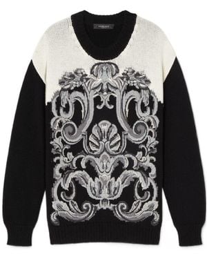 Versace Barocco Intarsia-Knit Jumper - Black