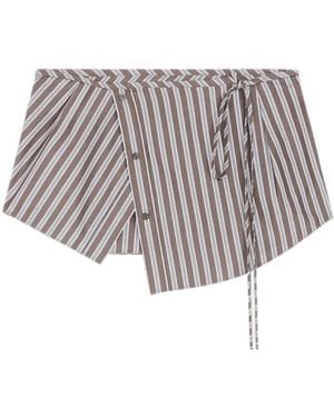 Dries Van Noten Striped Cotton Wrap Belt - White