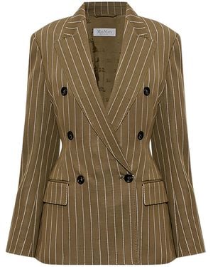 Max Mara Long-Sleeved Suit Jacket - Green