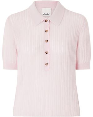 Allude Short-Sleeve Striped Top - Pink