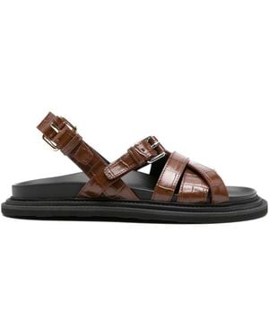 Moschino Buckle-Strap Flat Sandals - Brown
