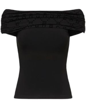 Marine Serre Draped Bustier Top - Black