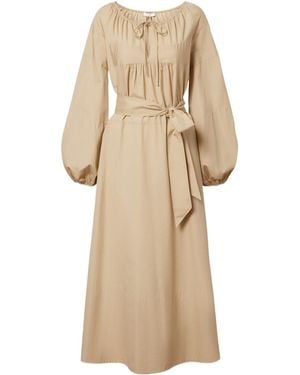 Vince Belted Cotton Poplin Midi Dress - Natural