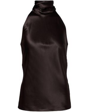 Ralph Lauren Chilton Halterneck Silk-Blend Top - Black