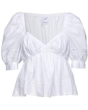 Pinko Sweetheart-Neck Ruched Cropped Blouse - White