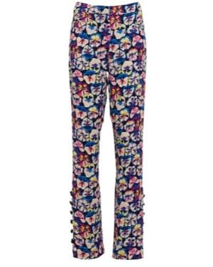 Rabanne Floral High-Rise Flared Trousers - Blue