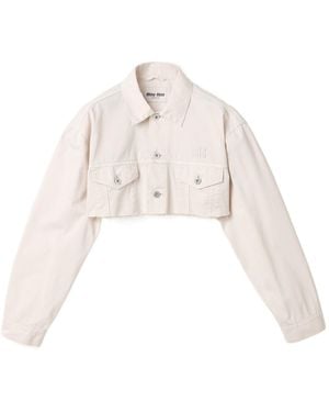 Miu Miu Cropped Denim Jacket - White