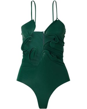 Christopher Esber Pearl-Embellished Cutout Stretch-Jersey Bodysuit - Green
