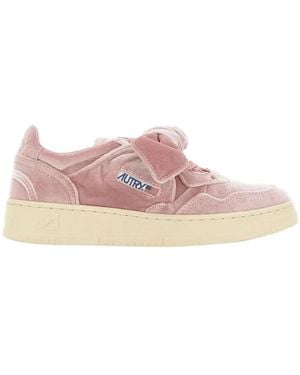 Autry Bloom Velvet Low Trainers - Pink