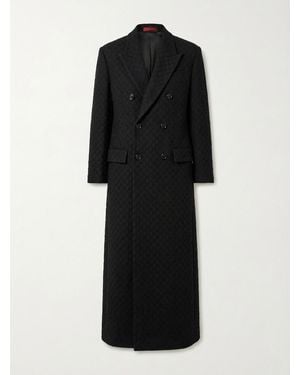 Gucci Gg Crêpe Double-Breasted Coat - Black