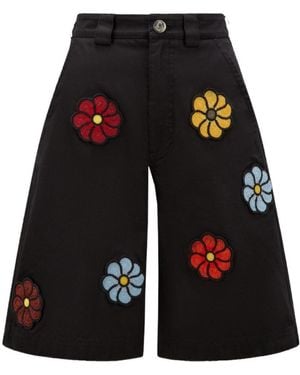 Moncler X Jw Anderson Floral Detailed Shorts - Black