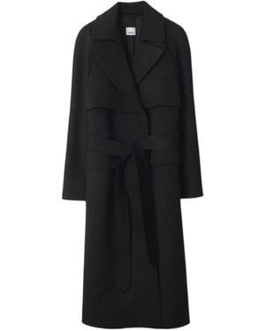 Burberry Long Wool Cashmere Trench Coat - Black