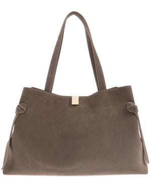Yuzefi Gyoza Tie-Detail Suede Tote Bag - Brown