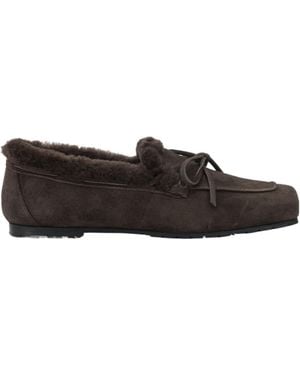 Aeyde Jasper Shearling-Trim Suede Loafers - Brown