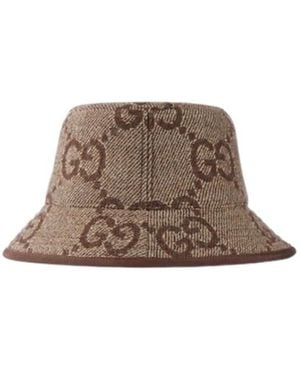 Gucci Monogrammed Bucket Hat - Brown