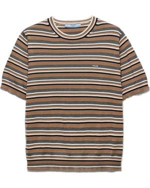 Prada Short-Sleeved Striped Jersey T-Shirt - Multicolour